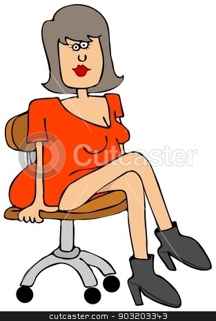 To use this stock image in your creative project, please select the size you need over to the right and click the "Add to Cart" button.
Your downloaded image will come with the Cutcaster watermark removed so don’t worry about the watermark you see on this page. Pretty girl sitting on a chair stock photo, This illustration depicts a pretty girl sitting on an office chair with her legs crossed. by Dennis Cox