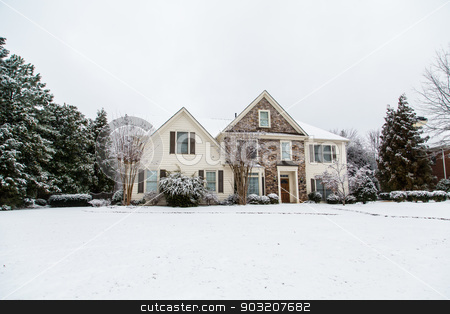 To use this stock image in your creative project, please select the size you need over to the right and click the "Add to Cart" button.
Your downloaded image will come with the Cutcaster watermark removed so don’t worry about the watermark you see on this page. Nice Stone and Siding House After Heavy Snow stock photo, A nice house after a snow storm by Darryl Brooks