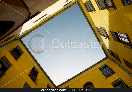 To use this stock image in your creative project, please select the size you need over to the right and click the "Add to Cart" button.
Your downloaded image will come with the Cutcaster watermark removed so don’t worry about the watermark you see on this page. Yellow old building facade with blue sky stock photo, Yellow old building facade with blue sky. Horizontal by ABBPhoto