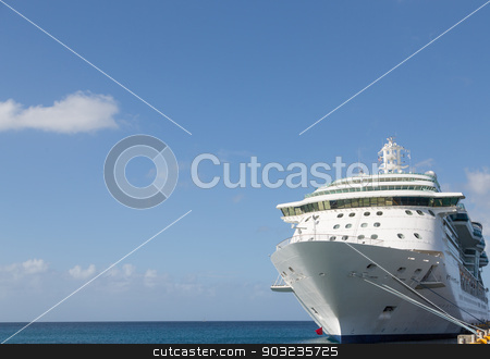 To use this stock image in your creative project, please select the size you need over to the right and click the "Add to Cart" button.
Your downloaded image will come with the Cutcaster watermark removed so don’t worry about the watermark you see on this page. Cruise Ship and Copy Space stock photo, Luxury Cruise Ship Anchored Under Nice Skies at Harbor on St Croix by Darryl Brooks