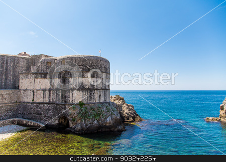 To use this stock image in your creative project, please select the size you need over to the right and click the "Add to Cart" button.
Your downloaded image will come with the Cutcaster watermark removed so don’t worry about the watermark you see on this page. Old Walls of Dubrovnik Croatia on the Adriatic stock photo, Ancient walls around the old walled city of Dubrovnik, Croatia by Darryl Brooks