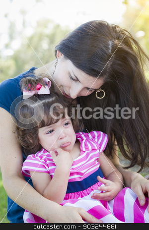 To use this stock image in your creative project, please select the size you need over to the right and click the "Add to Cart" button.
Your downloaded image will come with the Cutcaster watermark removed so don’t worry about the watermark you see on this page. Loving Mother Consoles Crying Baby Daughter stock photo, Mixed Race Loving Mother Consoles Her Crying Baby Daughter in Park. by Andy Dean
