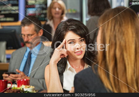 To use this stock image in your creative project, please select the size you need over to the right and click the "Add to Cart" button.
Your downloaded image will come with the Cutcaster watermark removed so don’t worry about the watermark you see on this page. Skeptical Female in Cafe stock photo, Skeptical woman with friend in coffee house by Scott Griessel