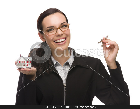To use this stock image in your creative project, please select the size you need over to the right and click the "Add to Cart" button.
Your downloaded image will come with the Cutcaster watermark removed so don’t worry about the watermark you see on this page. Mixed Race Female Presenting Keys and Holding a Small House stock photo, Mixed Race Female Presenting House Keys Holding a Small House Isolated on White Background. by Andy Dean