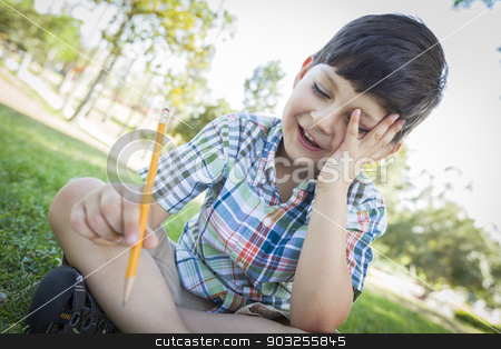 To use this stock image in your creative project, please select the size you need over to the right and click the "Add to Cart" button.
Your downloaded image will come with the Cutcaster watermark removed so don’t worry about the watermark you see on this page. Frustrated Cute Young Boy Holding Pencil Sitting on the Grass stock photo, Frustrated Cute Young Boy Holding Pencil Sitting on the Grass Outdoors. by Andy Dean