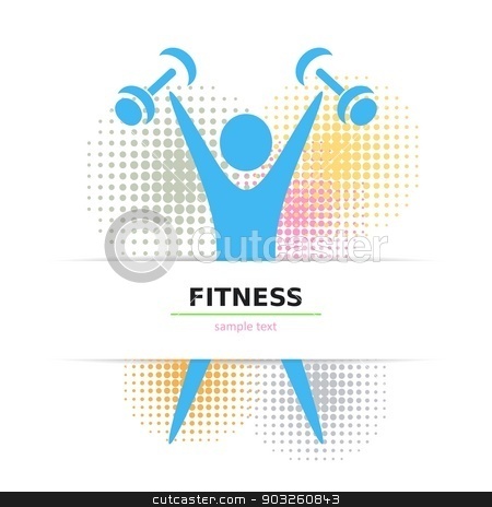 To use this stock image in your creative project, please select the size you need over to the right and click the "Add to Cart" button.
Your downloaded image will come with the Cutcaster watermark removed so don’t worry about the watermark you see on this page. Exercising figure stock vector clipart, Colorful fitness card with figure and halftone design by blumer