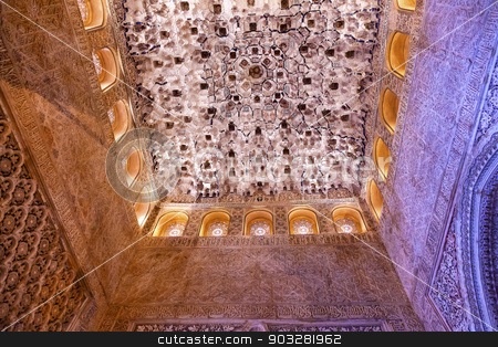 To use this stock image in your creative project, please select the size you need over to the right and click the "Add to Cart" button.
Your downloaded image will come with the Cutcaster watermark removed so don’t worry about the watermark you see on this page. Square Shaped Domed Ceiling Sala de los Reyes Alhambra Moorish W stock photo, Square Shaped Domed Ceiling Sala de los Reyes Alhambra Moorish Wall Windows Patterns Designs Granada Andalusia Spain by William Perry