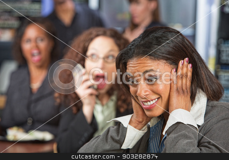To use this stock image in your creative project, please select the size you need over to the right and click the "Add to Cart" button.
Your downloaded image will come with the Cutcaster watermark removed so don’t worry about the watermark you see on this page. Woman Covering Ears stock photo, Pretty business woman covering ears while person talks on phone by Scott Griessel