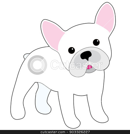 To use this stock image in your creative project, please select the size you need over to the right and click the "Add to Cart" button.
Your downloaded image will come with the Cutcaster watermark removed so don’t worry about the watermark you see on this page. French Bulldog stock vector clipart, A cartoon illustration of a little white French Bulldog by Maria Bell