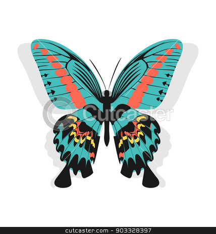 To use this stock image in your creative project, please select the size you need over to the right and click the "Add to Cart" button.
Your downloaded image will come with the Cutcaster watermark removed so don’t worry about the watermark you see on this page. Vintage single colorful butterfly isolated on white background w stock vector clipart, Illustration vintage single colorful butterfly isolated on white background with shadow - vector by -=Mad Dog=-