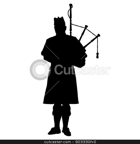 To use this stock image in your creative project, please select the size you need over to the right and click the "Add to Cart" button.
Your downloaded image will come with the Cutcaster watermark removed so don’t worry about the watermark you see on this page. Scottish Piper stock vector clipart, A black silhouette of a Scottish piper playing the bagpipes by Maria Bell