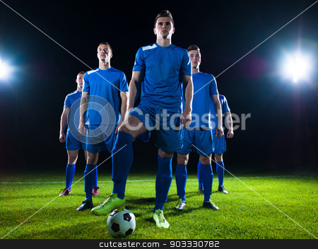 To use this stock image in your creative project, please select the size you need over to the right and click the "Add to Cart" button.
Your downloaded image will come with the Cutcaster watermark removed so don’t worry about the watermark you see on this page. soccer players team stock photo, soccer players team group isolated on black background by Benis Arapovic