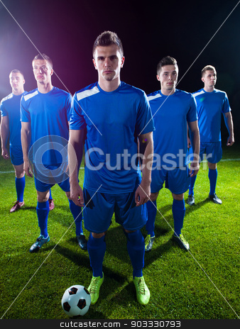 To use this stock image in your creative project, please select the size you need over to the right and click the "Add to Cart" button.
Your downloaded image will come with the Cutcaster watermark removed so don’t worry about the watermark you see on this page. soccer players team stock photo, soccer players team group isolated on black background by Benis Arapovic