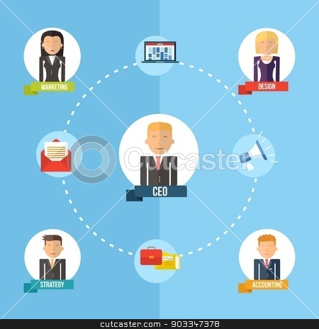 To use this stock image in your creative project, please select the size you need over to the right and click the "Add to Cart" button.
Your downloaded image will come with the Cutcaster watermark removed so don’t worry about the watermark you see on this page. Global business organization flat concept illustration stock vector clipart, Digital Business era management chart concept in flat icons design style. Marketing web, network and CEO elements. EPS10 vector file organized in layers for easy editing. by Cienpies Design