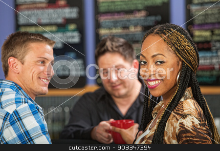 To use this stock image in your creative project, please select the size you need over to the right and click the "Add to Cart" button.
Your downloaded image will come with the Cutcaster watermark removed so don’t worry about the watermark you see on this page. Woman Ordering Coffee stock photo, Beautiful smiling Black woman with coffee in cafe by Scott Griessel