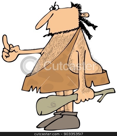 To use this stock image in your creative project, please select the size you need over to the right and click the "Add to Cart" button.
Your downloaded image will come with the Cutcaster watermark removed so don’t worry about the watermark you see on this page. Caveman flipping the bird stock photo, This illustration depicts a caveman holding a wooden club and flipping the bird with his other hand. by Dennis Cox