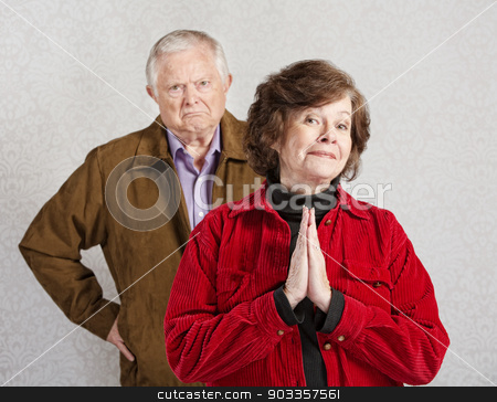 To use this stock image in your creative project, please select the size you need over to the right and click the "Add to Cart" button.
Your downloaded image will come with the Cutcaster watermark removed so don’t worry about the watermark you see on this page. Innocent Lady with Grumpy Man stock photo, Grumpy old man behind beautiful innocent lady by Scott Griessel