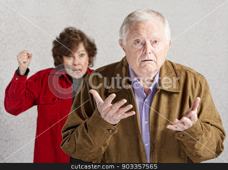 To use this stock image in your creative project, please select the size you need over to the right and click the "Add to Cart" button.
Your downloaded image will come with the Cutcaster watermark removed so don’t worry about the watermark you see on this page. Confused Senior Male stock photo, Confused elderly man with angry older woman by Scott Griessel
