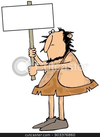To use this stock image in your creative project, please select the size you need over to the right and click the "Add to Cart" button.
Your downloaded image will come with the Cutcaster watermark removed so don’t worry about the watermark you see on this page. Caveman holding a sign stock photo, This illustration depicts a caveman holding up a blank sign. by Dennis Cox