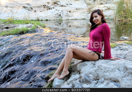 To use this stock image in your creative project, please select the size you need over to the right and click the "Add to Cart" button.
Your downloaded image will come with the Cutcaster watermark removed so don’t worry about the watermark you see on this page. Hispanic Woman Creek stock photo, Hispanic woman sitting at water edge of a creek. by Henrik Lehnerer