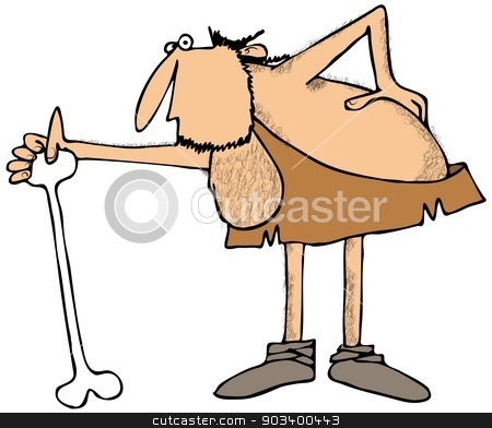 To use this stock image in your creative project, please select the size you need over to the right and click the "Add to Cart" button.
Your downloaded image will come with the Cutcaster watermark removed so don’t worry about the watermark you see on this page. Caveman stooped over stock photo, This illustration depicts a caveman stooped over in pain from a bad back. by Dennis Cox