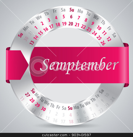 To use this stock image in your creative project, please select the size you need over to the right and click the "Add to Cart" button.
Your downloaded image will come with the Cutcaster watermark removed so don’t worry about the watermark you see on this page. 2015 september calendar design stock vector clipart, 2015 calendar design with metallic ring and ribbon - september month by Mihaly Pal Fazakas