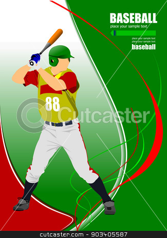 To use this stock image in your creative project, please select the size you need over to the right and click the "Add to Cart" button.
Your downloaded image will come with the Cutcaster watermark removed so don’t worry about the watermark you see on this page. Baseball player. Vector illustration stock vector clipart, Baseball player. Vector illustration by Leonid Dorfman