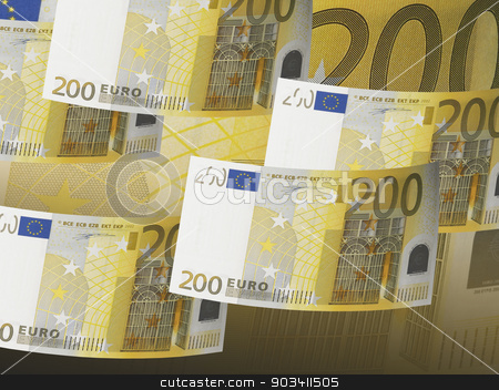 To use this stock image in your creative project, please select the size you need over to the right and click the "Add to Cart" button.
Your downloaded image will come with the Cutcaster watermark removed so don’t worry about the watermark you see on this page. Two hundred euro bill collage in warm tone stock photo, Two hundred euro bill in warm tone. Horizontal format by ABBPhoto