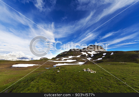 To use this stock image in your creative project, please select the size you need over to the right and click the "Add to Cart" button.
Your downloaded image will come with the Cutcaster watermark removed so don’t worry about the watermark you see on this page. Mountaing landscape stock photo, Alpine landscape with green grass and blu sky by Dario Rota