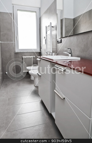 To use this stock image in your creative project, please select the size you need over to the right and click the "Add to Cart" button.
Your downloaded image will come with the Cutcaster watermark removed so don’t worry about the watermark you see on this page. Red bathroom vertical stock photo, Red bathroom with toilette, bidet, heater, lavabo and mirror
by Dario Rota