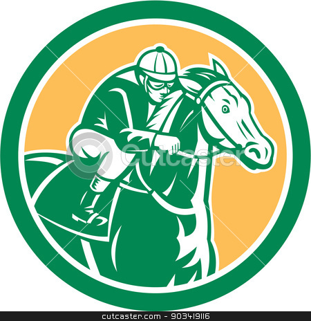 To use this stock image in your creative project, please select the size you need over to the right and click the "Add to Cart" button.
Your downloaded image will come with the Cutcaster watermark removed so don’t worry about the watermark you see on this page. Jockey Horse Racing Circle Retro stock vector clipart, Illustration of horse and jockey racing set inside circle shape on isolated background done in retro style. by patrimonio