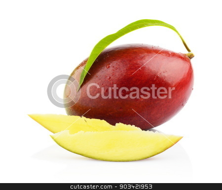To use this stock image in your creative project, please select the size you need over to the right and click the "Add to Cart" button.
Your downloaded image will come with the Cutcaster watermark removed so don’t worry about the watermark you see on this page. Ripe mango fruit with slice, leaf isolated white background stock photo, Close-up studio shot mango fruit with slice and leaf isolated on white background by Tadeusz Wejkszo