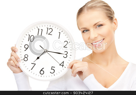 To use this stock image in your creative project, please select the size you need over to the right and click the "Add to Cart" button.
Your downloaded image will come with the Cutcaster watermark removed so don’t worry about the watermark you see on this page. woman holding big clock stock photo, bright picture of woman holding big clock by Syda Productions