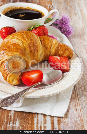 To use this stock image in your creative project, please select the size you need over to the right and click the "Add to Cart" button.
Your downloaded image will come with the Cutcaster watermark removed so don’t worry about the watermark you see on this page. delicious croissant stock photo, delicious croissant, fresh strawberries and a cup of coffee.selective focus by Jevgeni Proshin