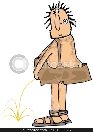 To use this stock image in your creative project, please select the size you need over to the right and click the "Add to Cart" button.
Your downloaded image will come with the Cutcaster watermark removed so don’t worry about the watermark you see on this page. Caveman relief stock photo, This illustration depicts a caveman urinating on the ground. by Dennis Cox