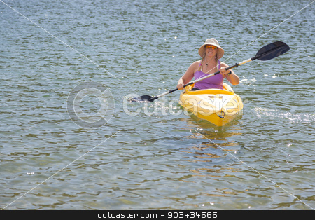 To use this stock image in your creative project, please select the size you need over to the right and click the "Add to Cart" button.
Your downloaded image will come with the Cutcaster watermark removed so don’t worry about the watermark you see on this page. Woman Kayaking on Beautiful Mountain Lake. stock photo, Woman Kayaking on Beautiful Peaceful Mountain Lake. by Andy Dean