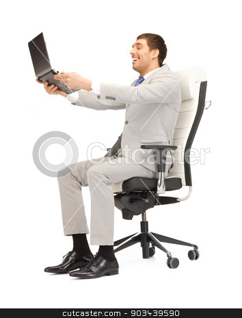 To use this stock image in your creative project, please select the size you need over to the right and click the "Add to Cart" button.
Your downloaded image will come with the Cutcaster watermark removed so don’t worry about the watermark you see on this page. young businessman sitting in chair with laptop stock photo, picture of young businessman sitting in chair with laptop by Syda Productions
