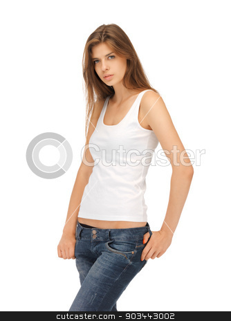 To use this stock image in your creative project, please select the size you need over to the right and click the "Add to Cart" button.
Your downloaded image will come with the Cutcaster watermark removed so don’t worry about the watermark you see on this page. calm and serious woman in blank white t-shirt stock photo, picture of calm and serious woman in blank white t-shirt by Syda Productions