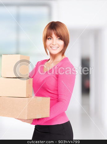 To use this stock image in your creative project, please select the size you need over to the right and click the "Add to Cart" button.
Your downloaded image will come with the Cutcaster watermark removed so don’t worry about the watermark you see on this page. businesswoman with parcels stock photo, picture of businesswoman with parcels in office by Syda Productions