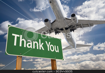 To use this stock image in your creative project, please select the size you need over to the right and click the "Add to Cart" button.
Your downloaded image will come with the Cutcaster watermark removed so don’t worry about the watermark you see on this page. Thank You Green Road Sign and Airplane Above stock photo, Thank You Green Road Sign and Airplane Above with Dramatic Blue Sky and Clouds. by Andy Dean