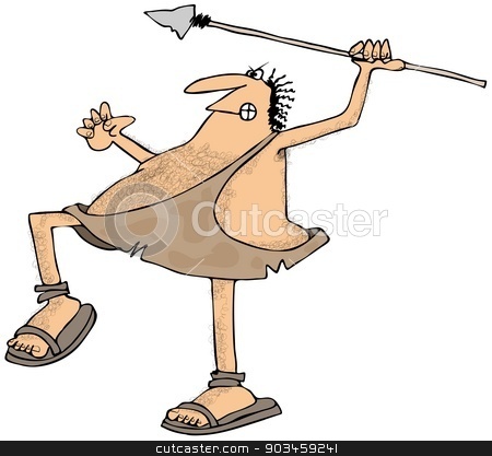 To use this stock image in your creative project, please select the size you need over to the right and click the "Add to Cart" button.
Your downloaded image will come with the Cutcaster watermark removed so don’t worry about the watermark you see on this page. Caveman throwing a spear stock photo, This illustration depicts a caveman about to throw a spear. by Dennis Cox