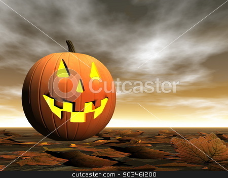 To use this stock image in your creative project, please select the size you need over to the right and click the "Add to Cart" button.
Your downloaded image will come with the Cutcaster watermark removed so don’t worry about the watermark you see on this page. Pumpkin for halloween - 3D render stock photo, One pumpkin on the ground by brown sunset - 3D render by Elenarts