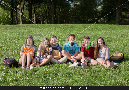 To use this stock image in your creative project, please select the size you need over to the right and click the "Add to Cart" button.
Your downloaded image will come with the Cutcaster watermark removed so don’t worry about the watermark you see on this page. Happy Teens with Backpacks stock photo, Happy group of teens students with backpacks by Scott Griessel
