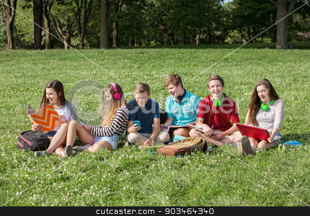 To use this stock image in your creative project, please select the size you need over to the right and click the "Add to Cart" button.
Your downloaded image will come with the Cutcaster watermark removed so don’t worry about the watermark you see on this page. Cheerful Students Outdoors stock photo, Laughing group of male and female students outdoors by Scott Griessel