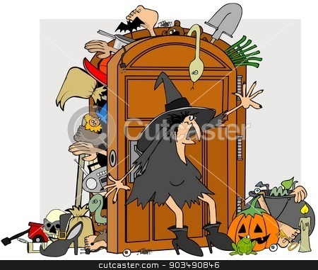 To use this stock image in your creative project, please select the size you need over to the right and click the "Add to Cart" button.
Your downloaded image will come with the Cutcaster watermark removed so don’t worry about the watermark you see on this page. Witches closet stock photo, This illustration depicts a witch trying to close the door of her stuffed closet. by Dennis Cox