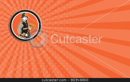 To use this stock image in your creative project, please select the size you need over to the right and click the "Add to Cart" button.
Your downloaded image will come with the Cutcaster watermark removed so don’t worry about the watermark you see on this page. Business card Fireman Firefighter Holding Fire Axe Circle stock photo, Business card showing illustration of a fireman fire fighter emergency worker holding a fire axe viewed from front set inside circle on isolated background done in retro style. by patrimonio