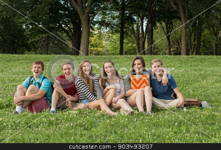 To use this stock image in your creative project, please select the size you need over to the right and click the "Add to Cart" button.
Your downloaded image will come with the Cutcaster watermark removed so don’t worry about the watermark you see on this page. Cheerful Teen Students stock photo, Cheerful teen students sitting outdoors on grass by Scott Griessel