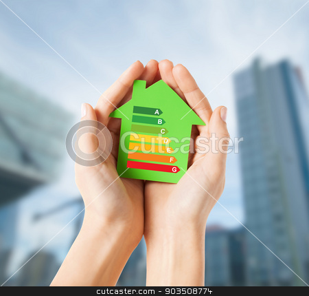 To use this stock image in your creative project, please select the size you need over to the right and click the "Add to Cart" button.
Your downloaded image will come with the Cutcaster watermark removed so don’t worry about the watermark you see on this page. hands holding green paper house stock photo, energy saving, real estate and family home concept - closeup of female hands holding green paper house with energy efficiency rating by Syda Productions