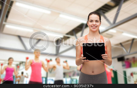 To use this stock image in your creative project, please select the size you need over to the right and click the "Add to Cart" button.
Your downloaded image will come with the Cutcaster watermark removed so don’t worry about the watermark you see on this page. sporty woman with tablet pc blank screen stock photo, sport, exercise, technology, internet and healthcare - sporty woman with tablet pc blank screen by Syda Productions