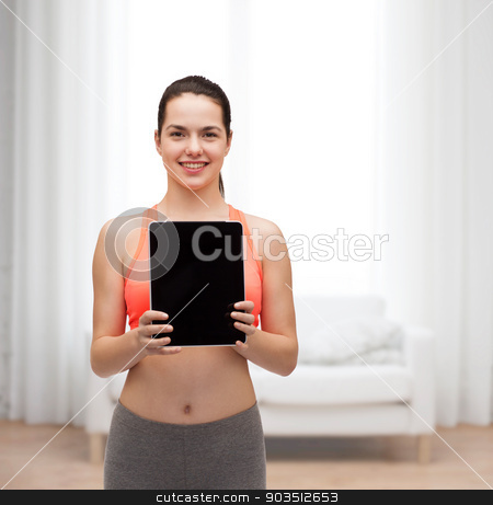 To use this stock image in your creative project, please select the size you need over to the right and click the "Add to Cart" button.
Your downloaded image will come with the Cutcaster watermark removed so don’t worry about the watermark you see on this page. sporty woman with tablet pc blank screen stock photo, sport, exercise, technology, internet and healthcare - sporty woman with tablet pc blank screen by Syda Productions